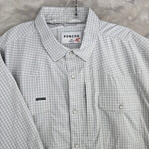 Poncho Mens Plaid Pearl Snap Front Short Sleeve Regular Fit Western Shirt 2XL